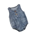 thumbnail image 3 of Baby Summer Clothing Denim Rompers 3M 6M 9M 12M Toddler Newborn Baby Boys Girls Sleeveless Button Pocket Rompers Jumpsuits, 3 of 8