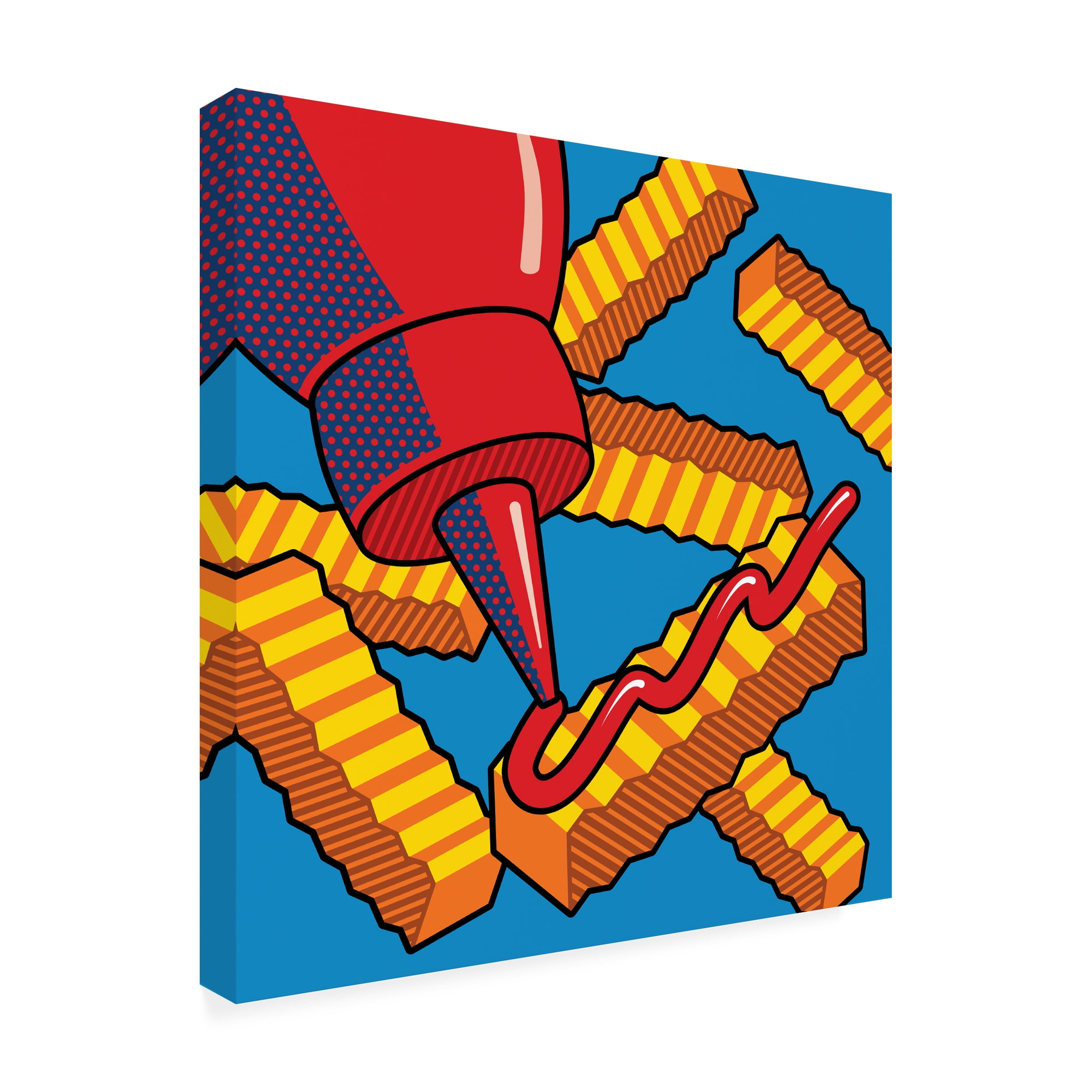 Ron Magnes 'Fries With Ketchup On Blue' Canvas Art