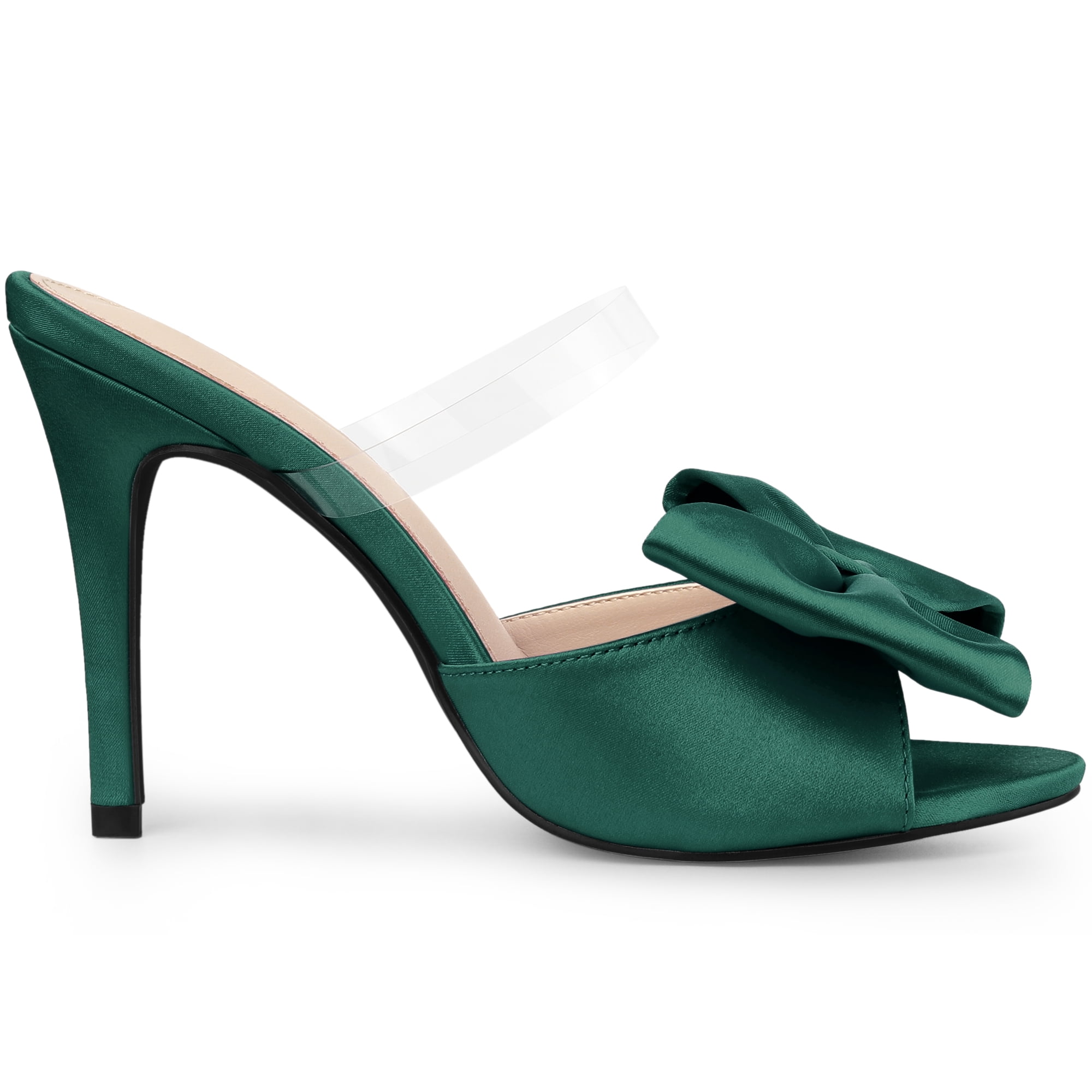 DARING DIVA Women's Elegant Bow Stiletto Heels Stylish Summer Sandals Dark Green 9.5