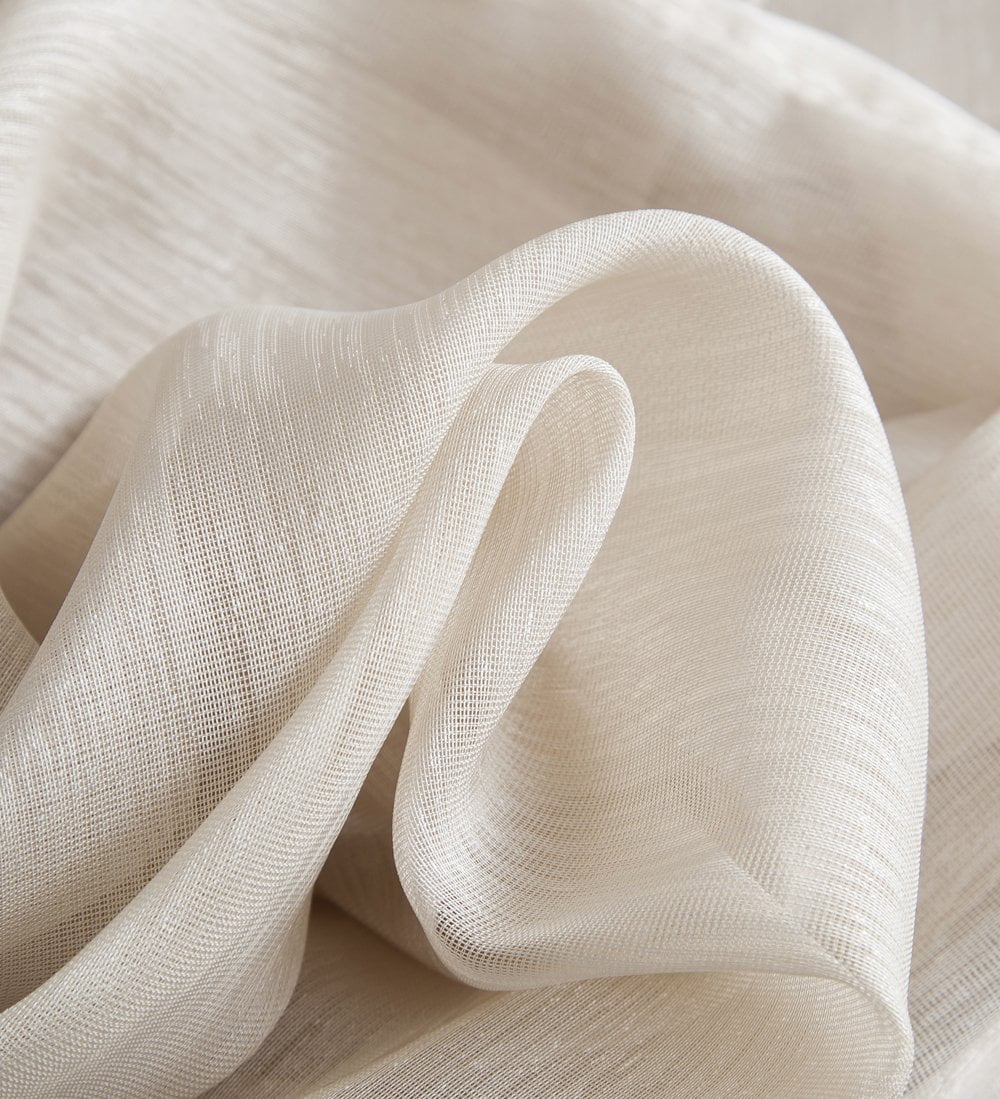 THD Vicky Semi Sheer Voile Window Curtain Grommet Top Panels for Bedroom & Living Room - Set of 2 (Beige, 54 W x 84 L per panel)