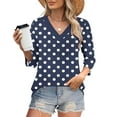 thumbnail image 2 of Jsaierl Womens 3/4 Sleeve Tops Summer V Neck Shirts Fashion Print Petite Blouses Workout Holiday T-shirts Top S-2XL, 2 of 10