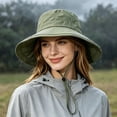 thumbnail image 4 of XIAOCHA Womens Drawcord‑Adjust Boonie Hat Solid Sun Hat Outdoor Wide‑Brim Hat,Grey, 4 of 8