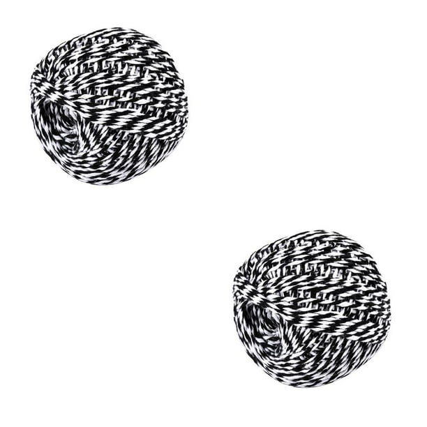 sweethay Cotton Thread Weave Socks Clothes Clothing Prop Sewing Tool Practicing Wires Colored Rope Teaching for Beginners DIY Ropes negro + blanco 2piezas