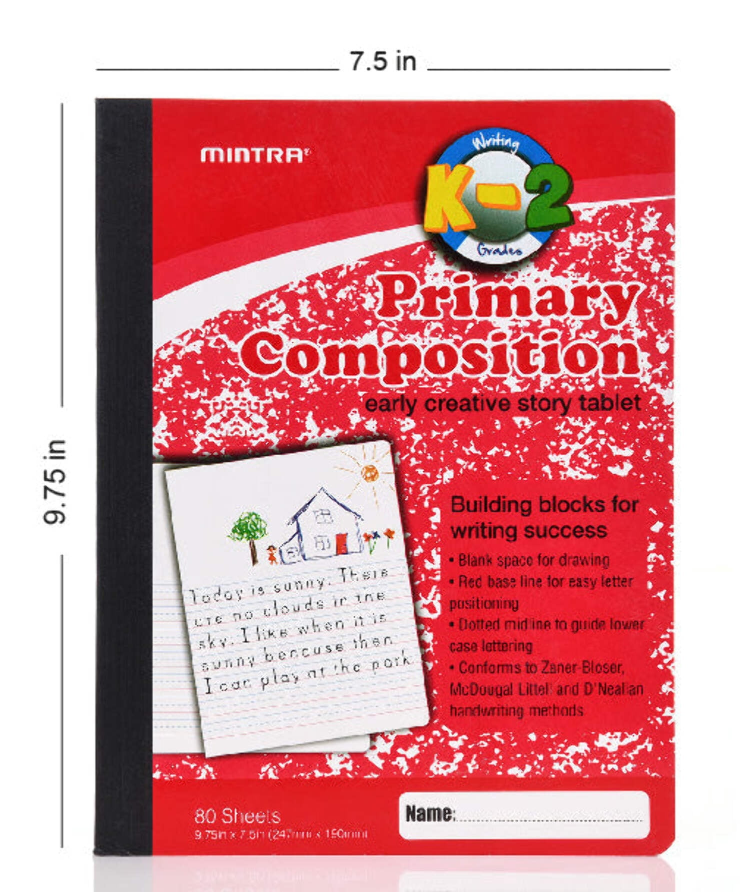 Mintra Primary Composition Notebook 24pk/Case - 1/2 Page - Assorted - Flexible Hardcover - 07294 (04667) - 80 Sheets