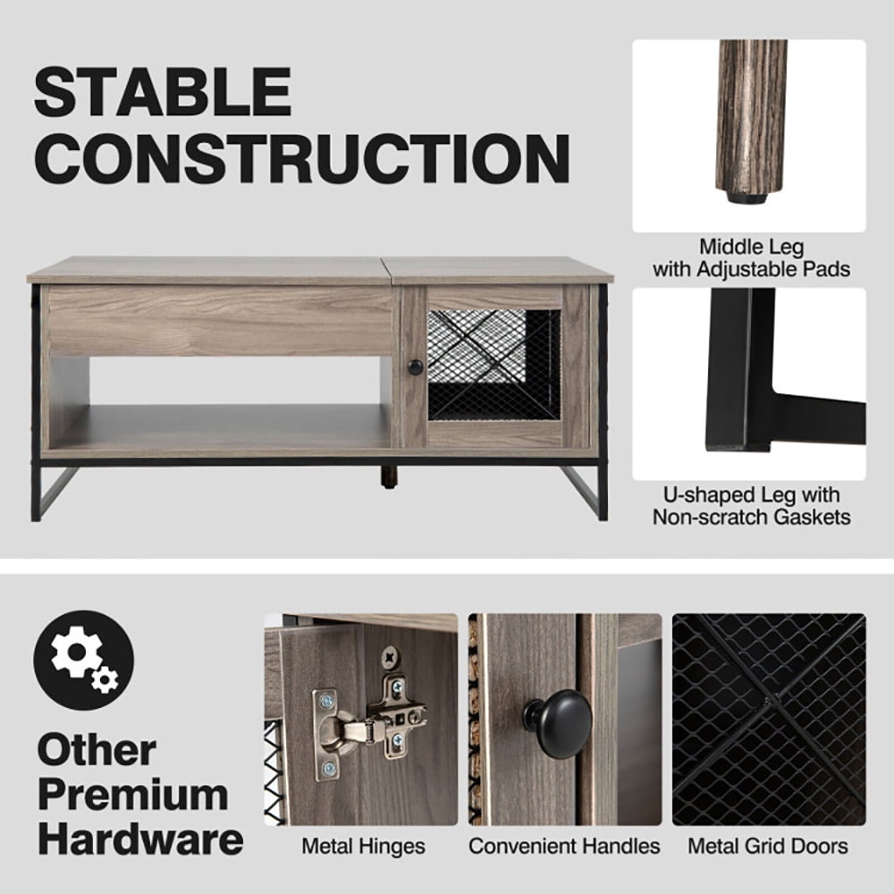 Finihen Coffee Table, Lift Top Coffee Table, 42 Inch Lift Top Coffee Table with Storage and Hidden Compartment, for Living Room, Reception Room, Office, Gray Finihen Coffee Table, Lift Top Coffee Table, 42 Inch Lift Top Coffee Table with Storage and Hidden Compartment, for Living Room, Reception Room, Office, Gray