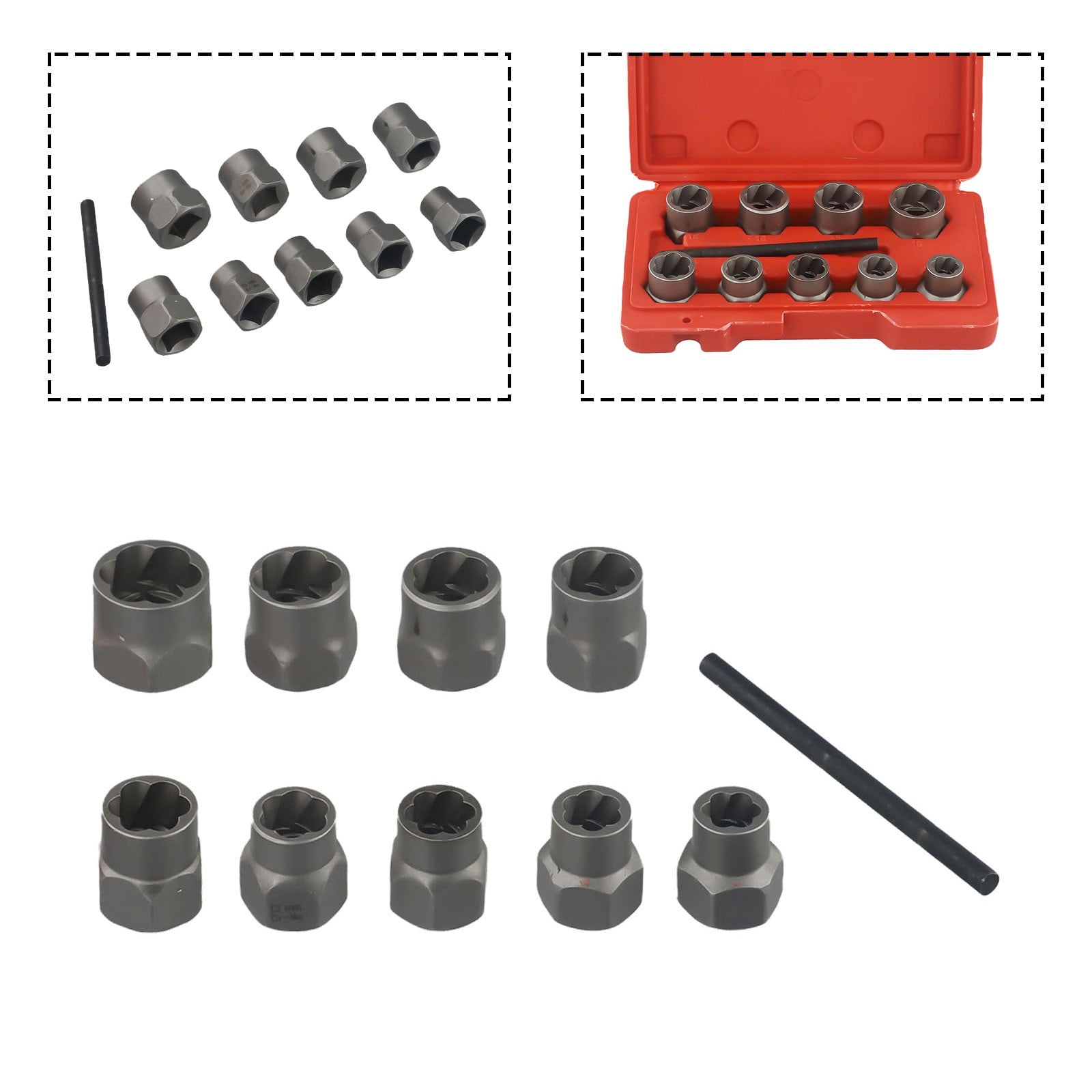 Professional Grade 12 Piece Bolt Extractor Socket Set Nut Remover Drive