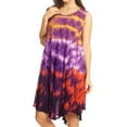 thumbnail image 3 of Sakkas Nora Sleeveless Embroidered Short Tie Dye Caftan Dress / Cover Up - Orange - One Size, 3 of 5