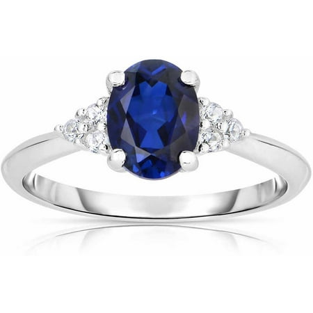 Created Sapphire and Genuine White Topaz 10kt White Gold Ring