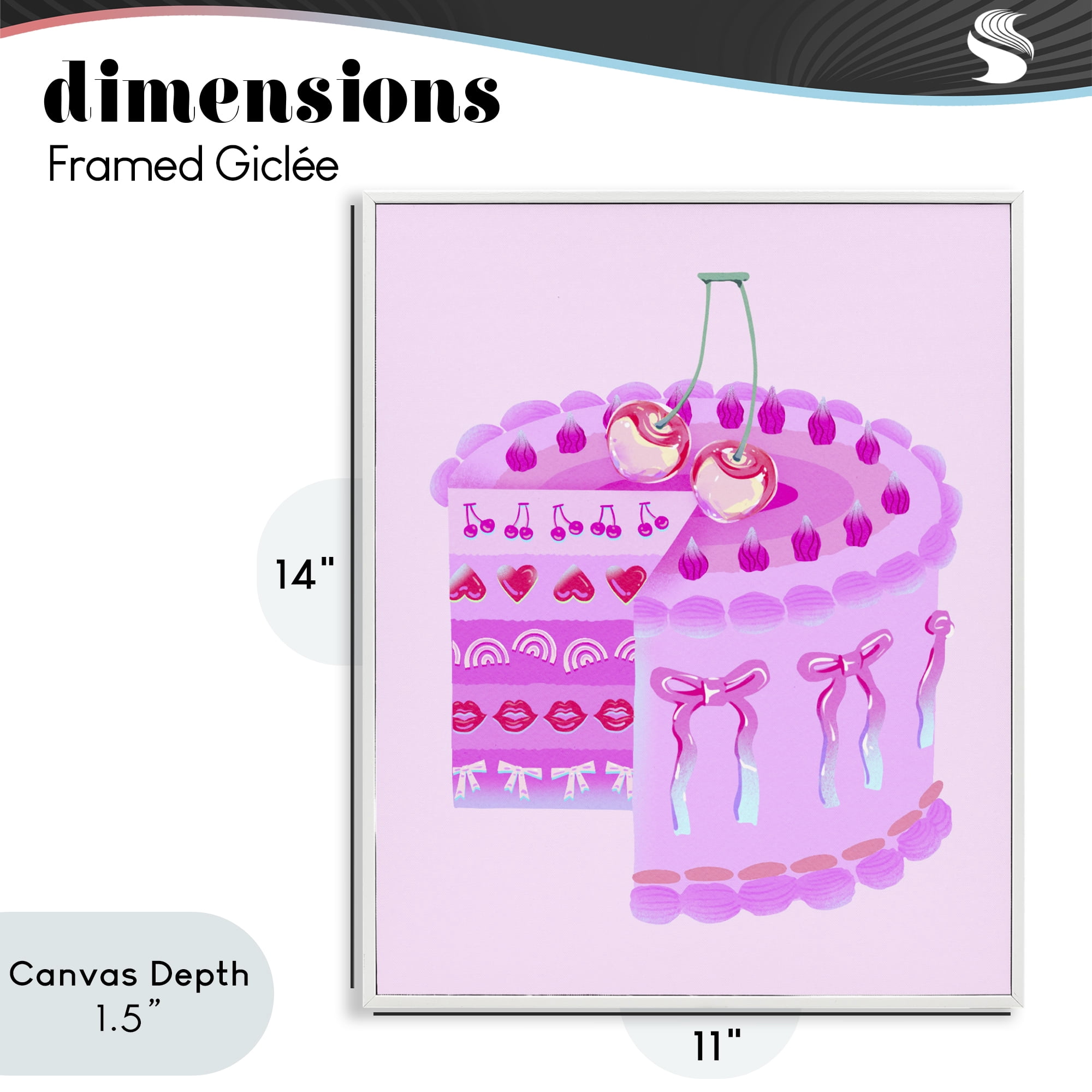 Stupell Industries Pastel Cherry Layered Cake White Framed Giclee Art, design by Ziwei Li