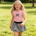 thumbnail image 4 of Amidoa Girls 2 Piece Outfits Summer Clothes Sleeveless Solid Color Cute Tank Top T-Shirt and Casual Shorts Kids Clothing Sets Pink Size 8, 4 of 9
