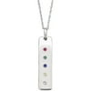 Personalized Family Birthstone Sterling Silver Bar Pendant, 20"