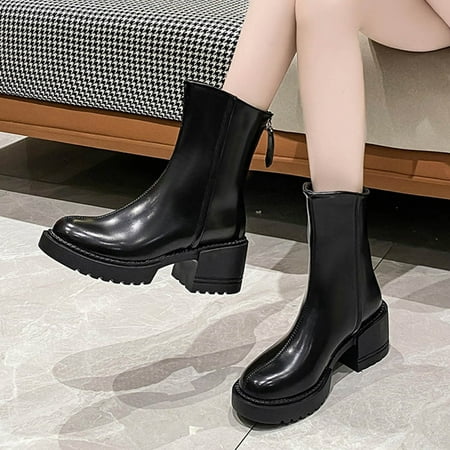 

Gubotare Women Winter Boots Women s Fashion Ankle Booties Combat Boots for Women Black 6.5