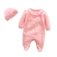 thumbnail image 5 of 2 piezas de monos de algodón para bebés de 80 cm, con mangas, para primavera y otoño, con gorro para niñas recién nacidas (rosa), 5 of 5