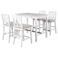 thumbnail image 5 of 5pcs Dining Table Set,Casual Counter Height Dining Table Set with 4 Upholstered Dining Chairs and 1 Storage Drawer,Kitchen Compact Furniture Set with 4 Stools,for Small Places, 5 of 9