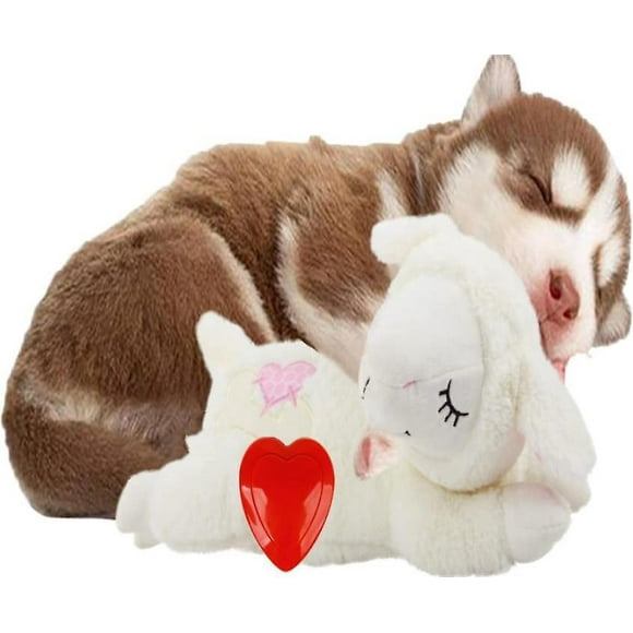 Heartbeat Sheep White Dog Toy 1 Piece, Dog Anxiety Accompanying Sleep Toy Interactive Cute Plush Heartbeat Sheep Pet Toy