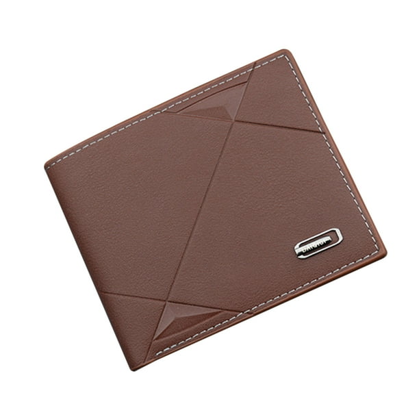Cartera de cuero para hombre, billetera multifuncional marrón claro con cremallera, monedero con múltiples bolsillos