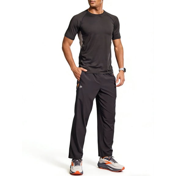 Youclos Mens 4-Way Stretch Sweatpants Joggers: Breathable, dual contrast zipper pulls and zipper pocketsAthletic Pants for Gym Casual Daily