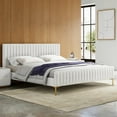 thumbnail image 4 of Omax Decor Julia Upholstered Modern Fabric King Platform Bed in White Boucle, 4 of 8