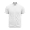 thumbnail image 5 of FAWUUDO Men's Waffle Tops Solid Color Zipper Quick Dry Lightweight Breathable Workout Gym Short Sleeve White, 5 of 5