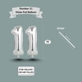 thumbnail image 5 of Silver Number 11 Mylar Foil Balloon 40 inch - Helium or Air Filled Metallic Balloons for 11th Birthday Hbd Party, Anniversary, Graduation Decorations, 5 of 7