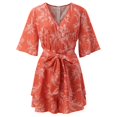 thumbnail image 3 of Women's Casual Tennis Dress Women's 2023 Lady Elegant Knitting Lace Cape Dress Plus Size Fashion Printing Neck Half Sleeve Pencil Dresses Orange S, 3 of 4