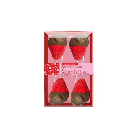 Valentine Chocolate Dipped Strawberry Lollipops Gift Set, 4 Count, 3