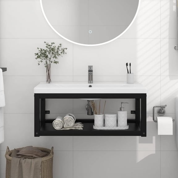 Wall-mounted Bathroom Washbasin Frame - Black Iron