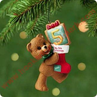 Childs Fifth Christmas Ornament - Hallmark Ornament 2001 Childs Fifth Christmas