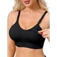 thumbnail image 4 of INSPIRE CHIC Women's Maternity Full Coverage Adjustable Buckled Straps Postpartum Nursing Bra V-Neck Wireless Bralettes S Black, 4 of 4