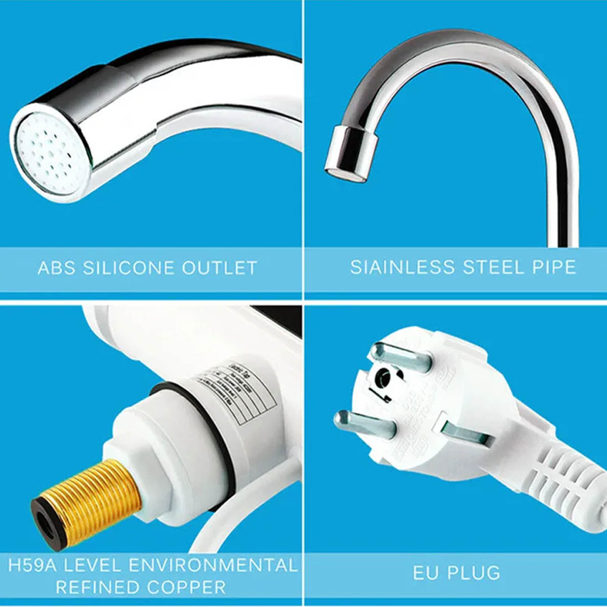 Ifcow Electric Shower Water Heater Instant Hot Water Faucet 360° Rotating Fast Heating Water Tap Tankless Water Heater with LED Display & Hose, Complete Shower Set