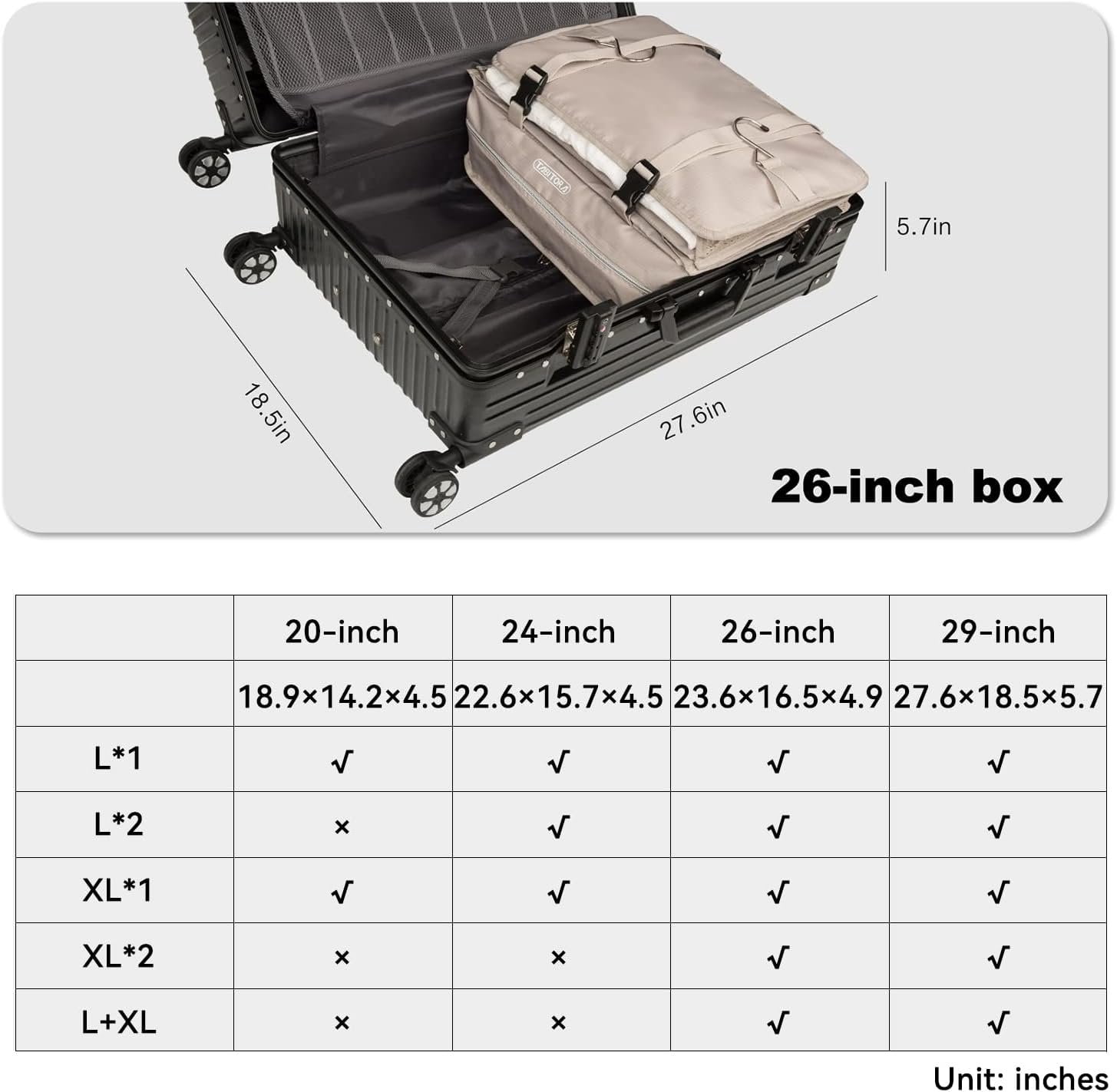 Portable  Travel Shelves Bag Packing Cube Organizer Suitcase Storage Large Capacity (Beige XL)...