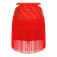 thumbnail image 4 of Jizyo Jupes de Danse Latine pour Femmes Ballroom Tango Salsa Rumba Jupe à Franges Swing Tenue de Danse Rouge G, 4 of 5
