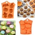 thumbnail image 3 of 2 moldes de silicona para hornear de Halloween con forma de calabaza, murciélago, calavera, fantasma, molde de silicona para tartas de chocolate, magdalenas, dulces, galletas, jabón, gominolas, bande JAMW Sencillez, 3 of 5