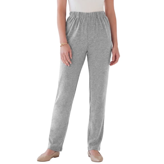 Roaman's Women's Plus Size Petite Plus Size Soft Knit Relaxed Pull-On Straight Leg Pant