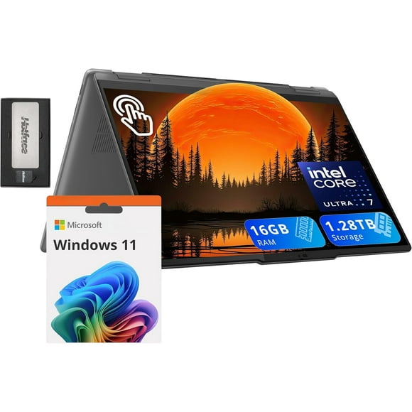 Lenovo Yoga 7i 14" 2-in-1 WUXGA Touchscreen Laptop, Intel Ultra 7 155U, 16GB LPDDR5X, 1.28TB Storage(1TB SSD+288GB Docking Station Set), Backlit Keyboard, Fingerprint Reader, Win 11, Grey