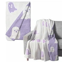 New Halloween Blanket Halloween Blanket Flannel Blanket Thick And Large 100*150Cm/127X152Cm/150*200Cm Plush, Purple A100*150Cm