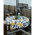 thumbnail image 2 of Outdoor Tablecloth with Umbrella Hole and Zipper Lemon Round Tablecloths 60 Inch Waterproof Outside Table Cloths Floral Fruit Blue Leaf Patio Table Cloth Cover for Outdoor Tables Picnic Garden, 2 of 3