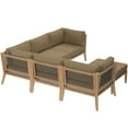 thumbnail image 3 of Lounge Sectional Sofa Set, Brown Natural, Teak Wood, Outdoor Patio Balcony Cafe Bistro Garden Hospitality Restaurant, Modern Contemporary HB34465, 3 of 14