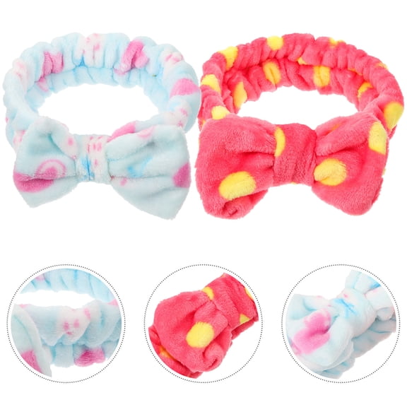 ELAYARD 4Pcs Cute Coral Fleece Face Washing Headbands Skincare Hairbands Assorted Colors