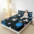thumbnail image 4 of Manfei Boys Soccer Basketball Twin Sheet Sets, Sports Theme Twin Fitted Sheet, Black Blue White Flat Sheet, Microfiber Bedroom Decor 3-Piece, 4 of 7