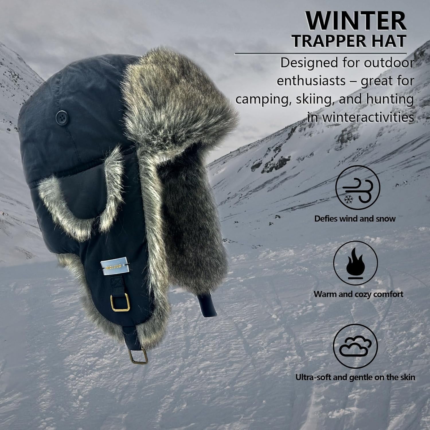 Winter Trapper Hat for Men and Women,Russian Ushanka Aviator Warm Cold Proof Ski Hunting Cycling Winter Hats