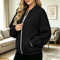 thumbnail image 4 of Evdexr Women's Sweatshirts Long Sleeve Drop Shoulder Zip Up Jackets 2026 Fall Y2k Athletic Jacket Solid Lightweight Hoodless Dressy Coats with pockets L, 4 of 7