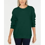 Karen Scott Women's Crewneck Fleece Sweatshirt Green Size Petite Medium