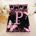 thumbnail image 5 of Manfei Cartoon Initial P Queen Sheets,Kawaii Bling Print Queen Sheet Sets,Pink,4-Piece, 5 of 6