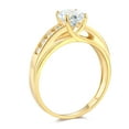 thumbnail image 3 of Wellingsale Ladies Solid 14k Yellow Gold Polished CZ Cubic Zirconia Round Cut Engagement Ring with Side Stones - Size 6, 3 of 6