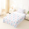 thumbnail image 5 of jejeloiu Watercolor Seahorse Bow Twin Sheets For Girls,Delicate Ocean Ribbon Bedding,Blue White,3pcs,1 Fitted Sheet and 1 Pillowcase, 5 of 6