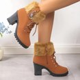 thumbnail image 6 of KIJBLAE Women's Winter Boots Fuzzy Fleece Lined Ankle Boots Chunky Heel Lace Up Booties Warm Plush Snow Boots Fashion Shoes Brown 41, 6 of 6