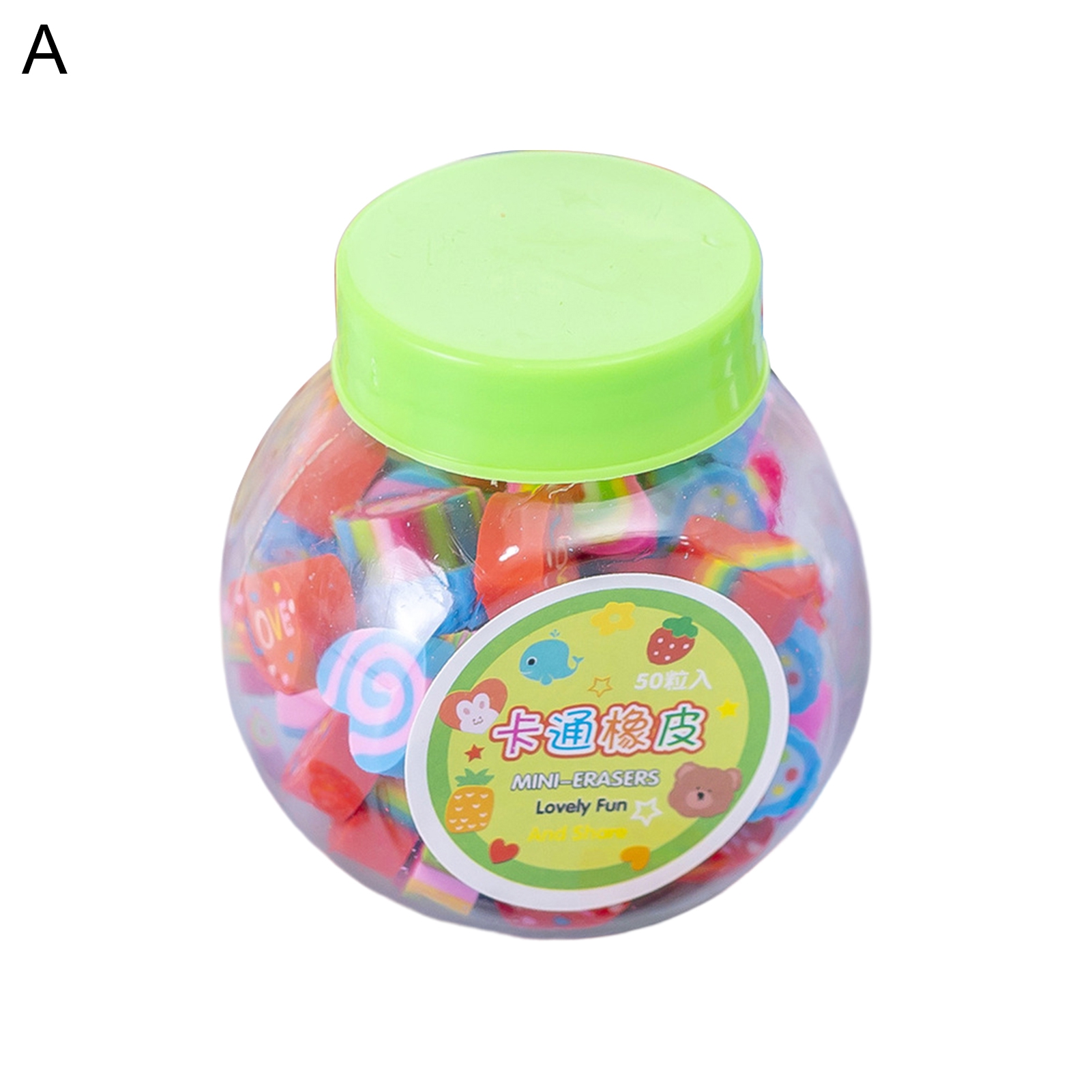 SUZY Erasers 50Pcs Vivid Color Laborsaving Useful Cartoon Love Heart
