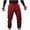 Red, variant on Men's Casual Linen Pant Beach Summer Elastic Waist Drawstring Pants Solid Color Pocket Full Length Pants Black
