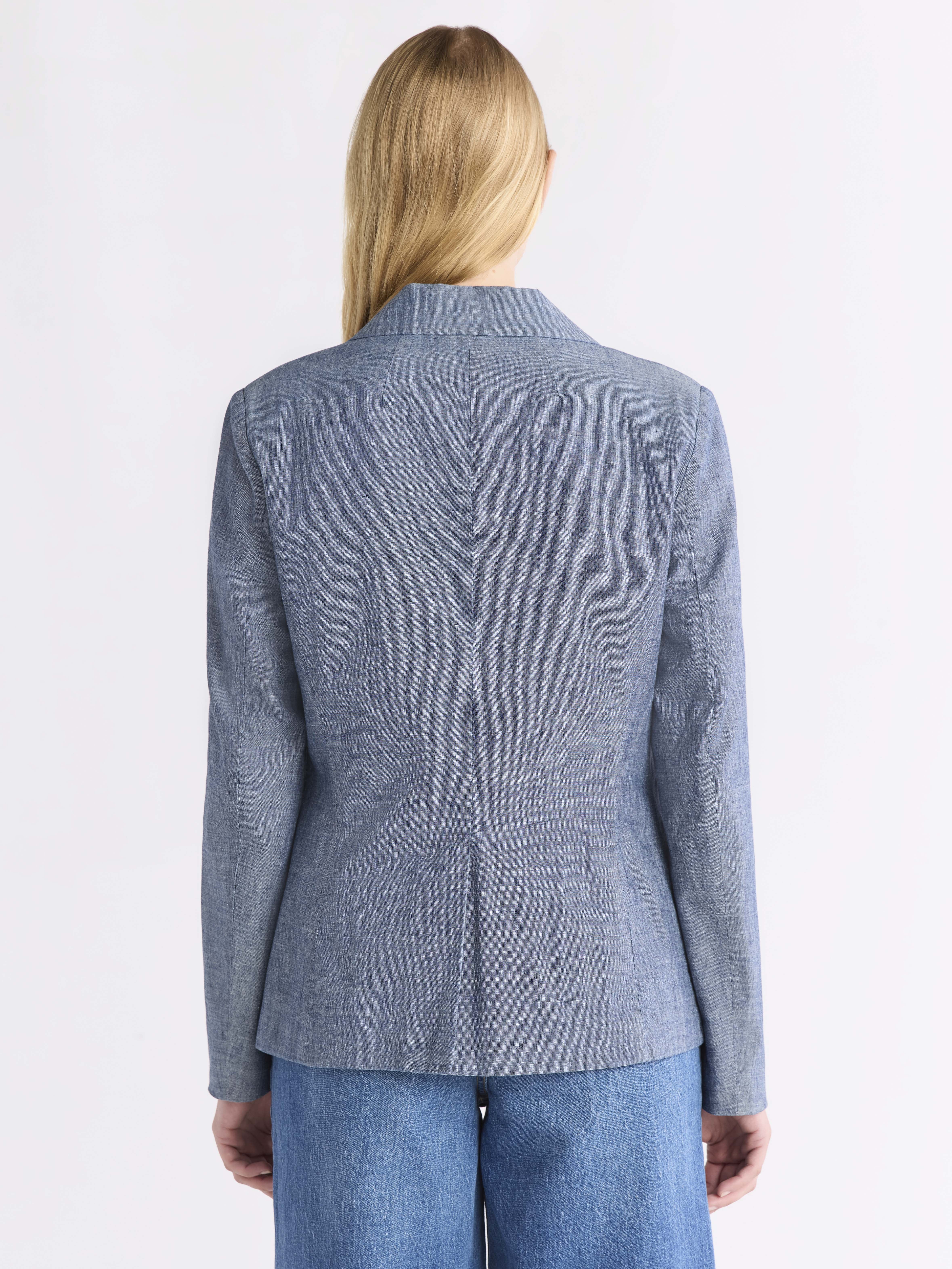 Free Assembly Women's Single Breasted Chambray Blazer, Sizes XS-XXL